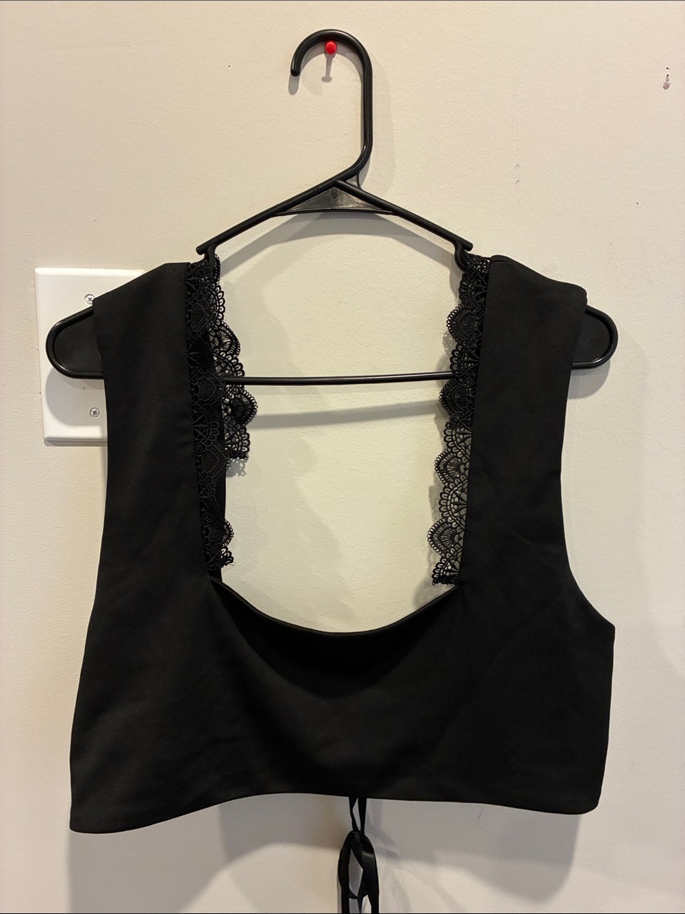 Women's Black Lace-Trim Crop Tank Top